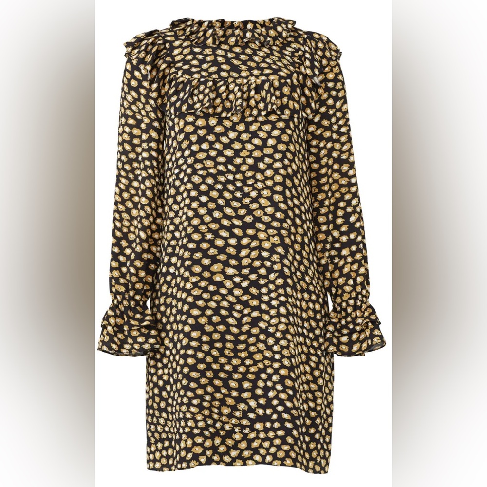 Slate & Willow Black and Gold Ruffled Shift Dress - Picture 4 of 7